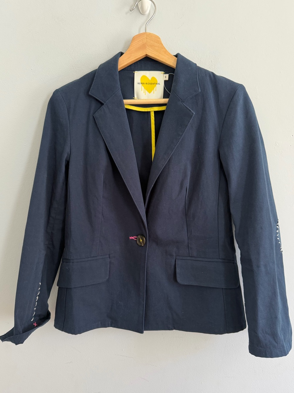 Kerri Rosenthal Navy Blazer Heart Stitch Size S